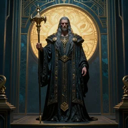 a beautiful render of Charon the ferryman of Hades, by Rolf Armstrong, beautifully lit, high contrast colors, empyrean, art deco, panoramic view, as trending on Artstation, highly detailed,