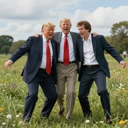 A highly detailed photorealistic full portrait of Donald Trump frolicking in the field by Simon Stalenhag and Thomas Kinkaid, Octane render, trending on cgsociety, HDR, 8K I cant believe how accurate this is