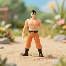 8 5 mm food photography of one punch man near a garden with sand with dof and bokeh and flowers o