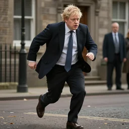 Boris Johnson in the running man movie, trending on artstation, hyperrealism, cinematic scene