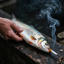 fish smoking a cigarette