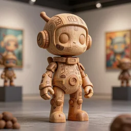 octane render 8 k sculpture beautiful realistic character wooden design art toys collection very cute figurine occult android cyberpunk, doodle photorealistic comtenporary art gallery in background concept art cgsociety style popart