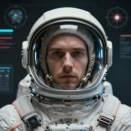 retrofuturistic portrait of a man in astronaut helmet, space graphics art in background, close up, wlop, dan mumford, artgerm, liam brazier, peter mohrbacher, 8 k, raw, featured in artstation, octane render, cinematic, elegant, intricate, 8 k