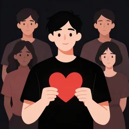 illustration for a man in love wish card, clean cel shaded vector art. shutterstock. behance hd by lois van baarle, artgerm, helen huang, by makoto shinkai and ilya kuvshinov, rossdraws, illustration, art by ilya kuv, black and red