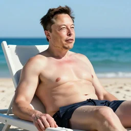 elon musk sun tanning on marts
