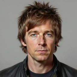 Caricature portraits done of Noel Gallagher, realistic, hyperrealistic, very realistic, highly detailed, very detailed, extremely detailed, detailed, oil painting, digital art, trending on artstation
