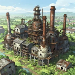 a beautiful very detailed anime illustration of swamp city industrial architecture abandoned by david hockney, meadow san andreas tron rainforest, archdaily, wallpaper, highly detailed, trending on artstation.