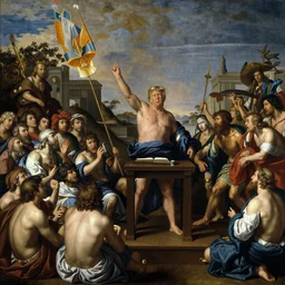 shirtless trump giving a sermon to the masses, Peter Paul Rubens