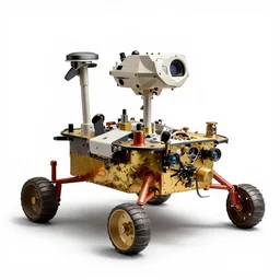 vintage lunar rover, professional product shot, isolated on a pure white background, centered, entire object in frame, sharp focus, soft studio lighting