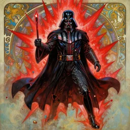 darth vadar, red spike aura in motion, floating pieces, painted by art by tsuyoshi nagano, greg rutkowski, artgerm, alphonse mucha, spike painting