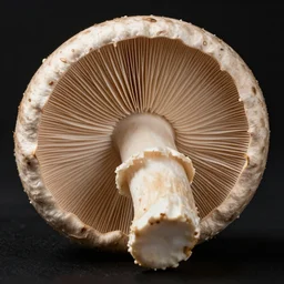 torn mushroom cap, bottom view, clearly visible lamellae, black background, hyper realistic, photography, colorfull, 8k, epic composition