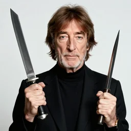 john lennon holding a head and a machete, photography, high quality, 8 k,