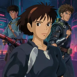 realistic portrait beautiful detailed 3 d painting of cinematic movie scene from studio ghibli, immoral æon flux. action sequence, created by gustave dore and raffaelo sanzi, high detailed, smooth draw, synthwave neon retrofuturism, intricate, realistic proportions, dramatic lighting, trending on artstation.