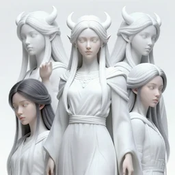 story creative multi - figured illustration, white devil prophet, young beautiful female, high detail, vibrant colors, face, by sija hong, yoshitaka amano, stanley artgerm, masterpiece, sharp focus, cinematic lightning