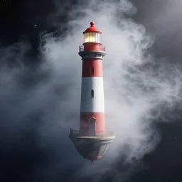 highly detailed, alighthouse floating in cosmic space surrounded by fog, dreamy smoke, by eytan zana, by piotr jabłonski, by greg rutkowski, global illumination, unreal engine