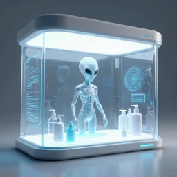 alien shop, futuristic, holographic, 8K , intricate detail