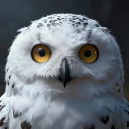closeup of a snow owls face, in the style of brian bolland, digital art, unreal engine, volumetric lighting, dark moody lighting, post apocalyptic, 4 k