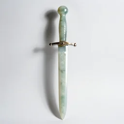 jade crystal sword, professional product shot, isolated on a pure white background, centered, entire object in frame, sharp focus, soft studio lighting