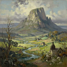 Middle Earth, oil painting, detailed