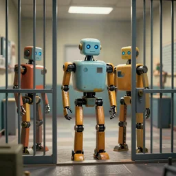 a jail made for robots colour photo 8 k
