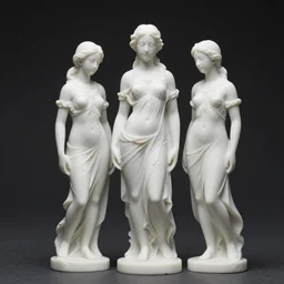 female statue made of statues, studio light, dark background, 3 5 mm photography