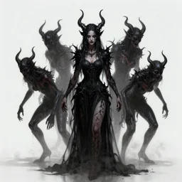 a human being possessed by 4th dimensional daemons which control her from behind, spooky, dark, creepy, trending on artstation, octane render