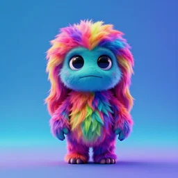 3 d model of a cute sinister vibrant colored alien with long fur and souless eyes by alexander jansson : 1 | centered, psychedelic, colorful, matte background : 0. 9 | by jim henson : 0. 7 | dave melvin : 0. 4 | unreal engine, deviantart, artstation, octane, finalrender, concept art, hd, 8 k resolution : 0. 8