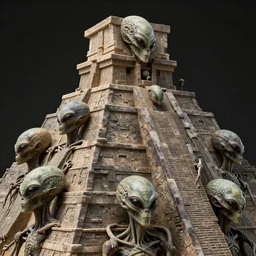 aliens brainsuckers sacrifice humans on top of aztec pyramids, close up view, perfect faces, fine details, studio lighting, close up view, subtle shadows, art by katsuya terada, photorealism, hyper realism, octane render, hyper detailed, canon eos r 3, f / 1. 4, iso 2 0 0, 1 / 1 6 0 s, medium shot, 8 k, raw, unedited, in - frame,