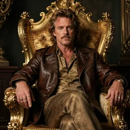 Guy fieri sitting on the throne of flavortown