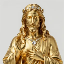 Jesus made out of gold and diamond, photorealistic, 4k