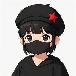 1 5 - year - old french anime girl, black beret with red star, black t - shirt with red star, black shorts, rollerblading, rollerskates, four humanoid bears, 2 0 0 1 anime, flcl, jet set radio future, golden hour, japanese town, cel - shaded, strong shadows, vivid hues, y 2 k aesthetic