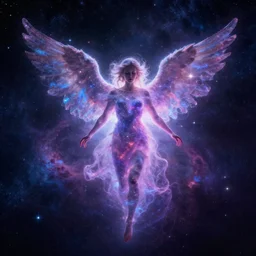 angel in a galaxy made of stars, space, nebulas stars Dmt Psychedelic cosmos, cosmic, Hallucination, night sky; 8k, artstation, unreal engine, octane render, hdr, surrealistic, hyperrealism, glow, photorealistic, volumetric lighting, Dreamy, dynamic, mystical