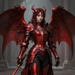 angel knight gothic girl in dark and red dragon armor. by gaston bussiere, by rembrandt, 1 6 6 7, artstation trending, by wlop