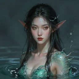 asian female water elemental, lifelike, portrait, highly detailed, digital painting, artstation, concept art, sharp focus, illustration, cinematic lighting, art by artgerm and greg rutkowski and alphonse mucha 2 0 2 2
