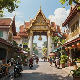 an concept art illustration, photorealistic thailand street, fantasy, ultra realistic, style by dylan cole, trending in artstation, cgsociety, octane render, ultra sharp, unreal engine, digital painting, 8 k