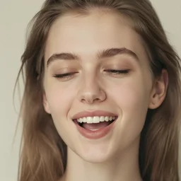 a mouth a bit open, two eyes half closed and half a smile on her soul makes a beautiful portrait on the wall. by Alina Ivanchenko and Rich Pritch