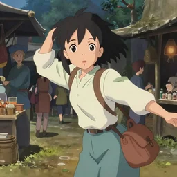 anime visual, portrait of a young female traveler in a open medieval market exterior shopping, low light, cute face by ilya kuvshinov, yoh yoshinari, makoto shinkai, dynamic pose, dynamic perspective, cel shaded, flat cel shading mucha, rounded eyes, crisp smooth clean lines, dramatic