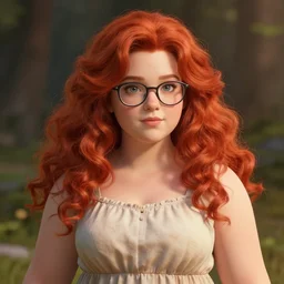 highly detailed, digital art, pixiv fanbox, trending on artstation, ray tracing, volumetric lighting, sharp focus, hq, fallout 4 style character, a portrait of a cute sexy fat redhead girl with soft curl long hair and glasses, wearing a sundress, by artgerm, wlop, greg rutkowski, miyazaki hayao