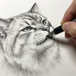 extreme emotional movement of fience animal, zen brush, use special ballpoint pen to create engravings containing millions of strokes, black and white painting, in style of thawan duchanee, high quality,