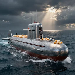 submarine made of chewing gum, no standing in the gangway, by rembrandt, artstation trending