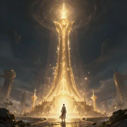 legendary tower of light and magic, fantasy, ultra realistic, highly detailed, elegant, epic landscape, atmosphere, artstation, cinematic, art by darwin cellis and liang yao and chenxi kang