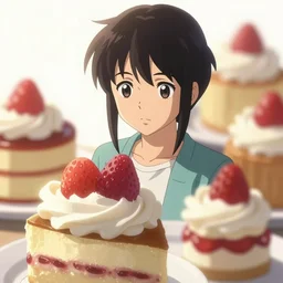sakimi, makoto shinkai trending on artstation isolated close up food photography desserts, anime style, bright colors, rim light, expert light effects on figure, deep sharp focus, dramatic composition and effects unreal engine, octane, editorial awarded best composition