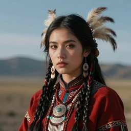 breathtaking, stunning photorealistic concept art portrait of a comanche vampire girl