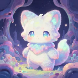 placid pastel cute warped otherworldly IRIDESCENT fluffy furry fursona GLOWING FOURTH-DIMENSION, VOMITCORE, WICKED TWISTED MOTTLED STRANGE FEARFUL LAND, portrait of a fluffy furry fursona WHERE THE FUCK AM I, PARADOXICLAND painterly fluffy adorable trending on pixiv