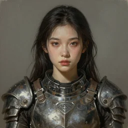 a photorealistic painting of an attractive young girl, partially clothed in dirty metal-plated battle armor, olive skin, long dark hair, beautiful bone structure, symmetrical face, perfect eyes, intricate, elegant, digital painting, concept art, illustration, sharp focus, minimal artifacts, volumetric lighting, from Metal Gear, in the style of Ruan Jia and Mandy Jurgens and Greg Rutkowski, trending on Artstation, award winning