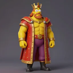 full body, front pose, painted, portrait, king of titans, studio light, ultra - fine detail, art nouveau, in the style of the simpsons, matt groening, vibrant colors, smooth gradients, high contrast, depth of field, aperture f 1. 2