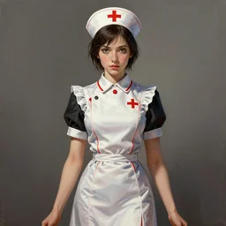 nurse girl, nurse uniform, battle angel alita. by rembrandt 1 6 6 7, illustration, by konstantin razumov, by william - adolphe bouguerea