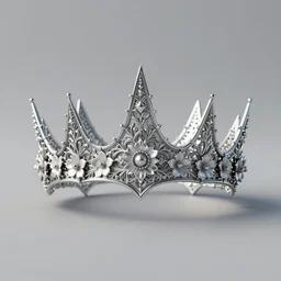 realistic, 3 d render, detailed, intricate, delicate, fine detail, silver, elven circlet crown, with little white flower detail,