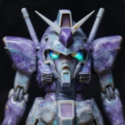 a baroque neoclassicist renaissance close - up portrait of a minimalist purple and turquoise iridescent whimsical 1 8 0 0 s japanese mecha gundam marble sculpture, big glowing eyes. reflective detailed textures. gloomy dark black background. highly detailed fantasy science fiction painting by moebius, norman rockwell, frank frazetta, and syd mead. rich colors, high contrast. artstation