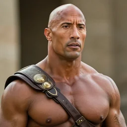 film still close up shot of dwayne johnson as maximus from the movie gladiator. photographic, photography